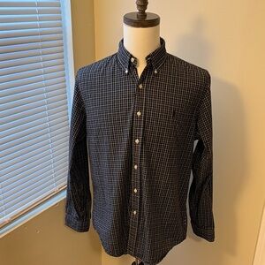 Ralph Lauren Navy Checkered Button Down Shirt
